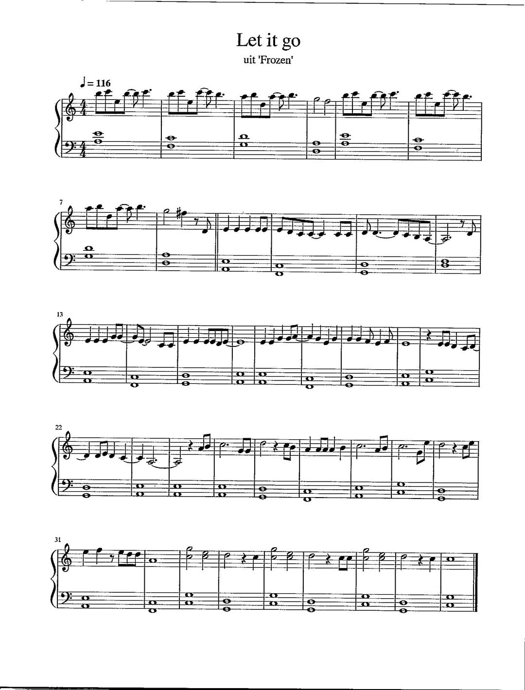 Let It Go Digital Download Main Theme Easy Piano Solo Sheet Music Key Of C Etsy Let It Go Digital Download Main Theme Easy Piano Solo Sheet Music Key Of C Etsy