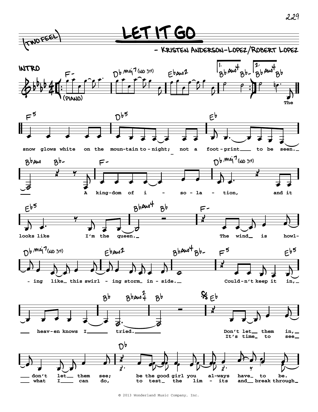 Let It Go from Frozen By Idina Menzel Sheet Music For Real Book Melody Lyrics Chords At Sheet Music Direct Let It Go from Frozen By Idina Menzel Sheet Music For Real Book Melody Lyrics Chords At Sheet Music Direct