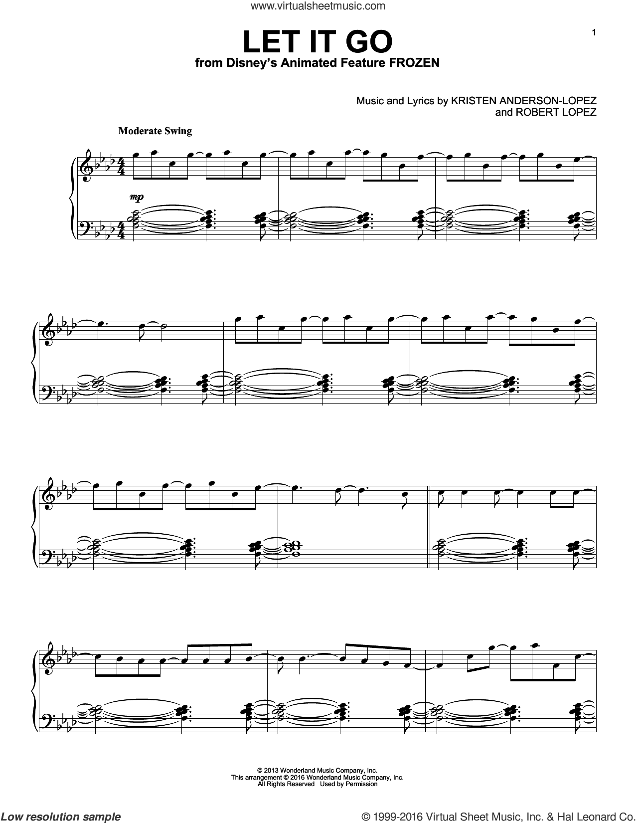 Let It Go Jazz Version from Frozen Sheet Music For Piano Solo