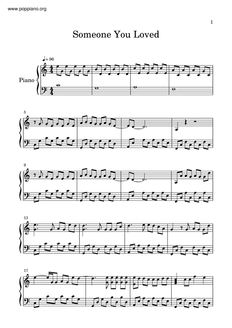  Lewis Capaldi Someone You Loved Sheet Music Pdf Free Score Download 