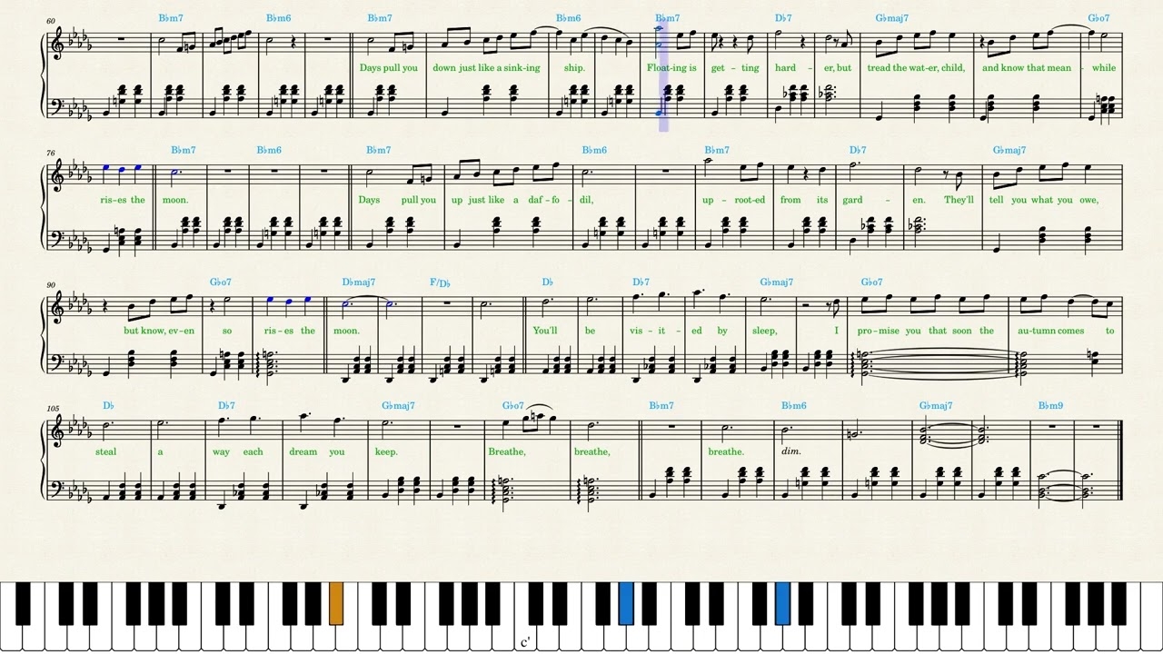 rises the moon piano sheet music