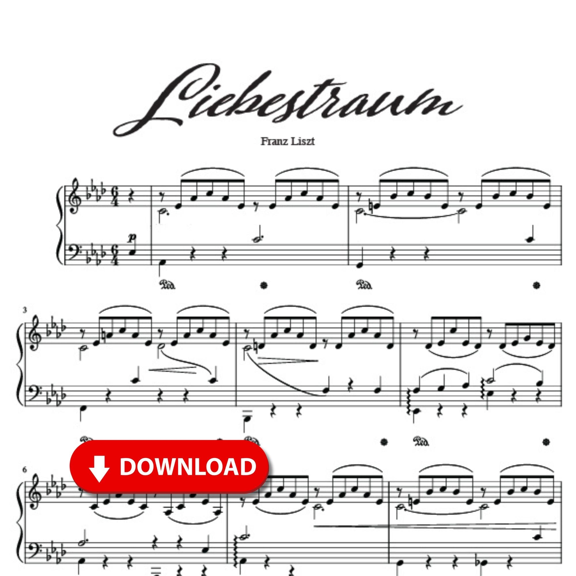 Liebestraum By Franz Liszt love Dream Romantic Classical Piano Sheet Music PDF High quality Solo Performance Score For Advanced Pianists Etsy