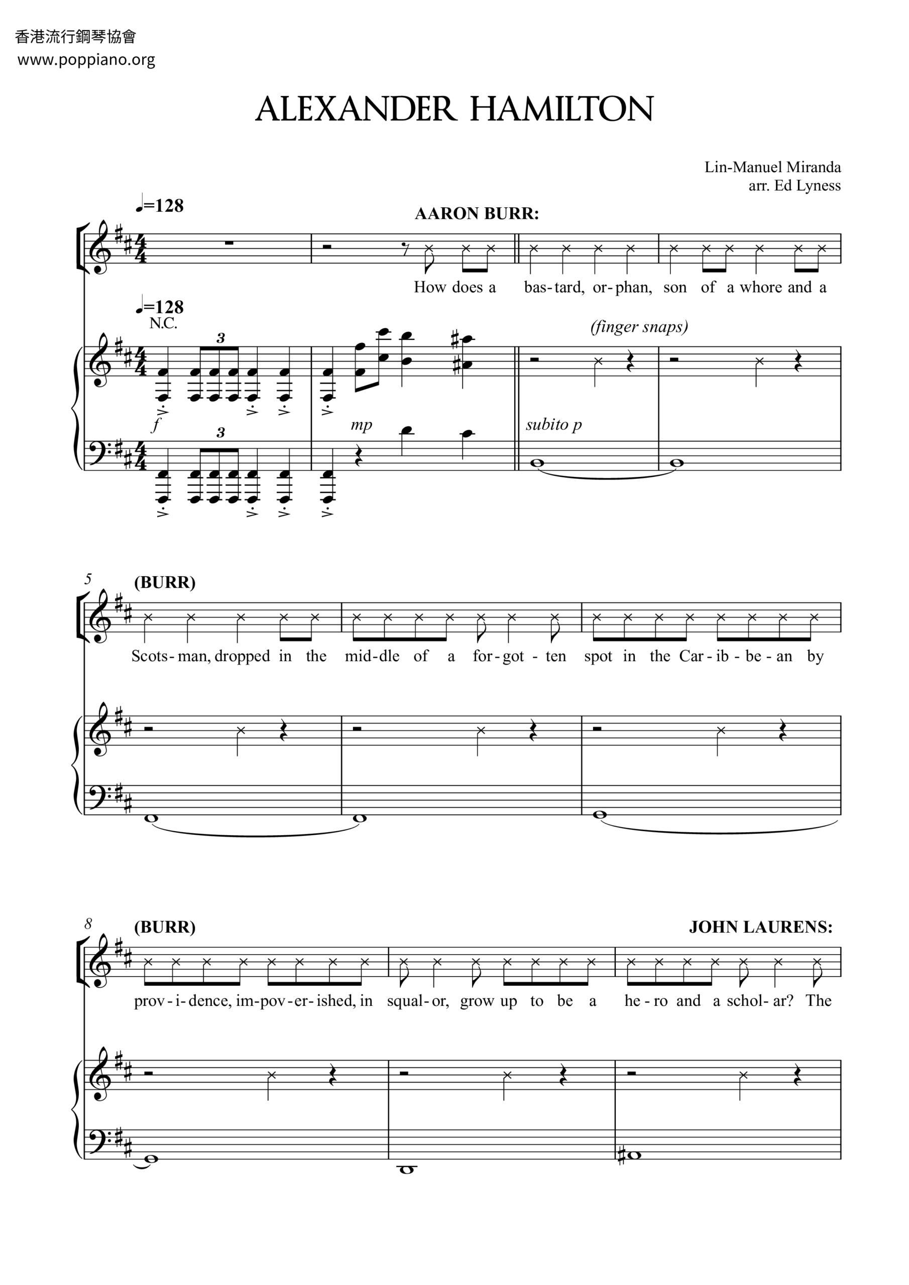 Lin Manuel Miranda Alexander Hamilton Sheet Music Pdf Free Score Download Lin Manuel Miranda Alexander Hamilton Sheet Music Pdf Free Score Download