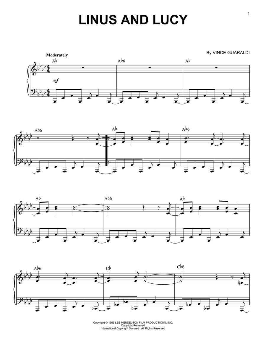Linus And Lucy By Vince Guaraldi Piano Solo Digital Sheet Music Sheet Music Plus Linus And Lucy By Vince Guaraldi Piano Solo Digital Sheet Music Sheet Music Plus