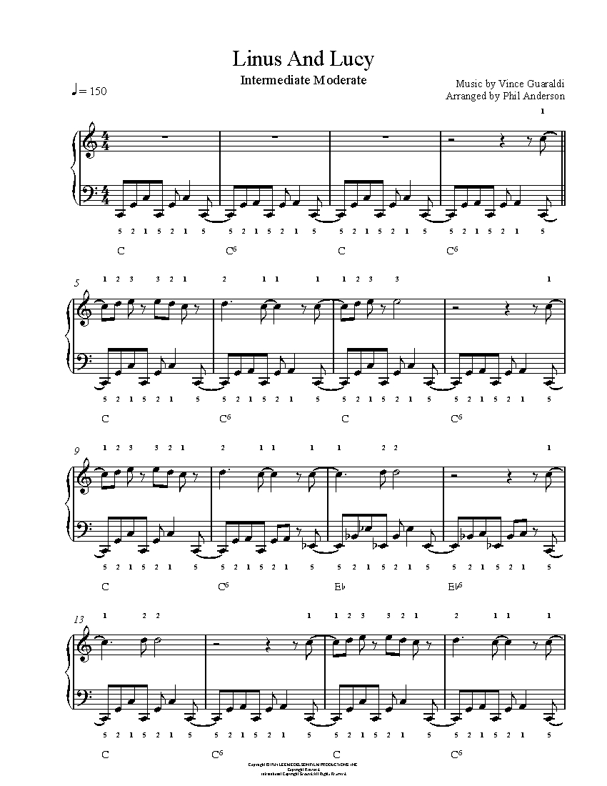 Linus And Lucy By Vince Guaraldi Sheet Music Lesson Intermediate Level Linus And Lucy By Vince Guaraldi Sheet Music Lesson Intermediate Level