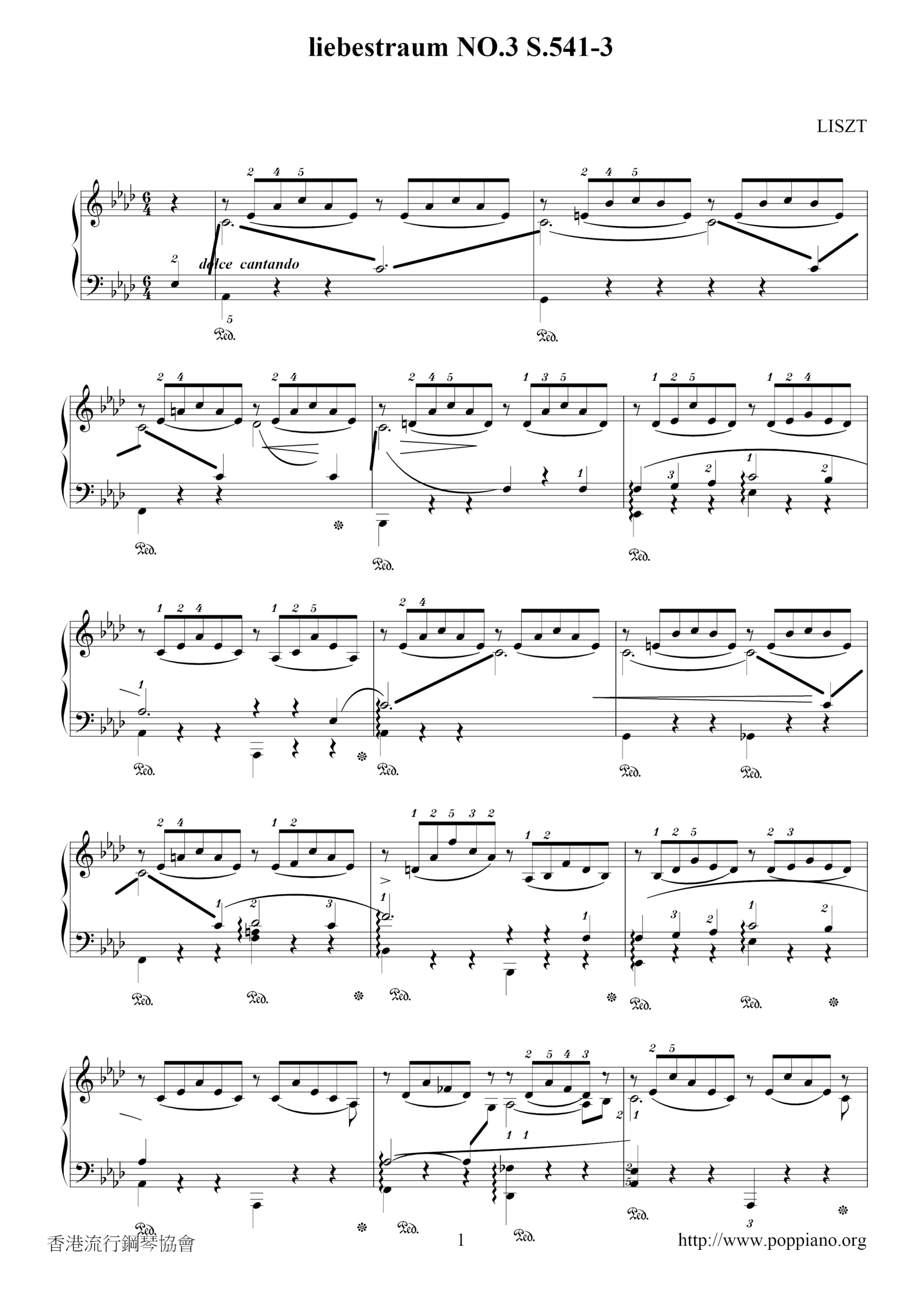  Liszt Liebestraum No 3 In A Flat Major S 541 3 Sheet Music Pdf Free Score Download 