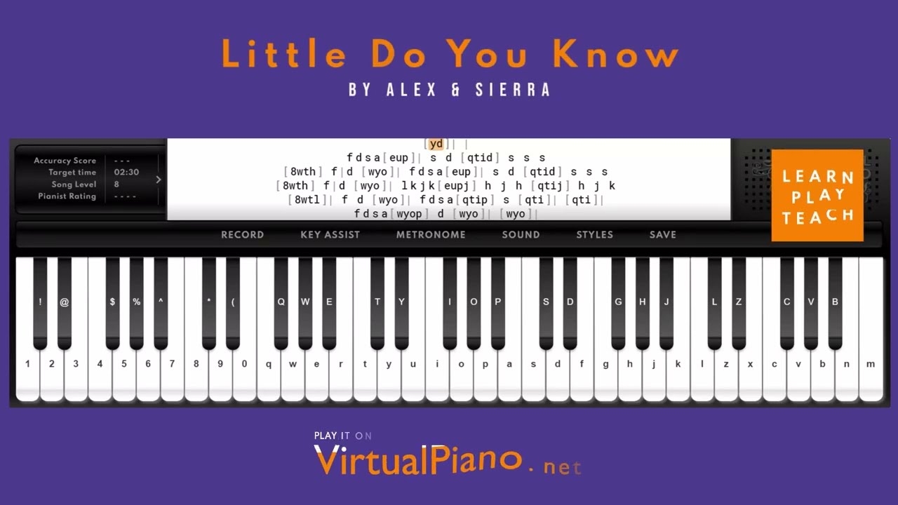 Little Do You Know On Virtual Piano EXPERT YouTube