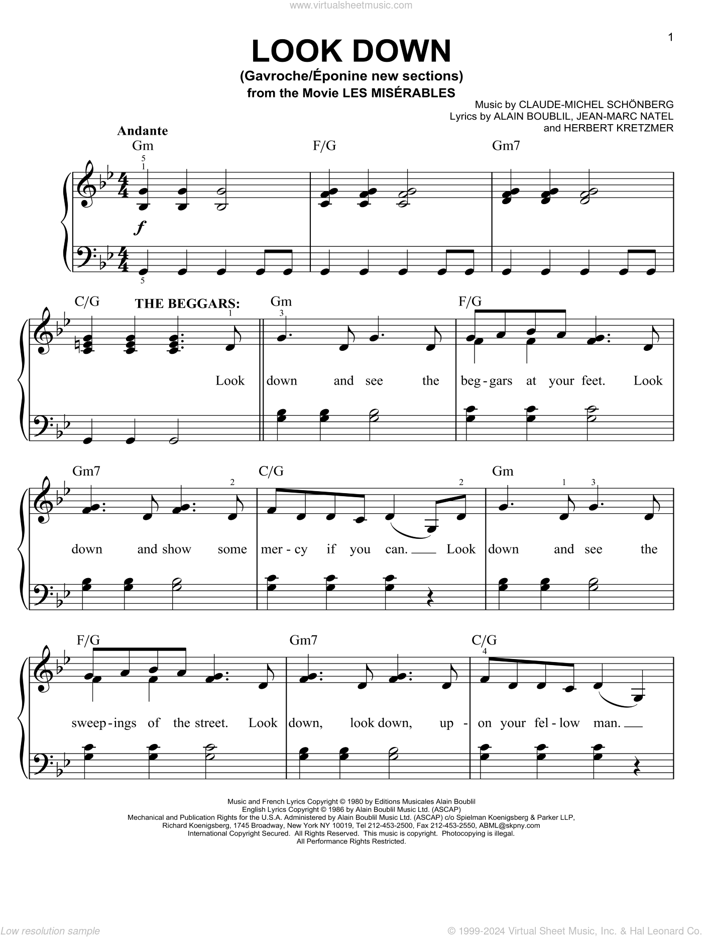 Look Down Gavroche Sheet Music For Piano Solo PDF interactive Look Down Gavroche Sheet Music For Piano Solo PDF interactive