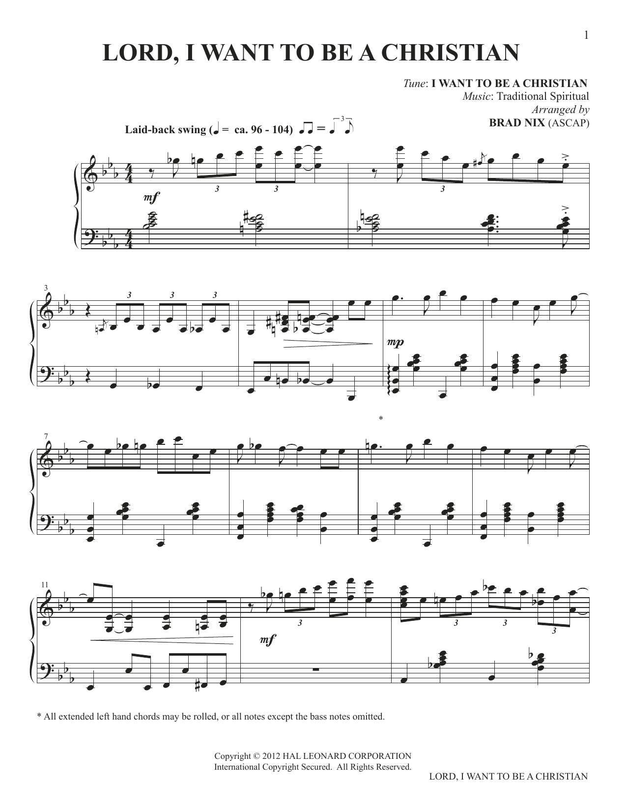 Lord I Want To Be A Christian arr Brad Nix By Traditional Spiritual Sheet Music For Piano Solo At Sheet Music Direct Lord I Want To Be A Christian arr Brad Nix By Traditional Spiritual Sheet Music For Piano Solo At Sheet Music Direct
