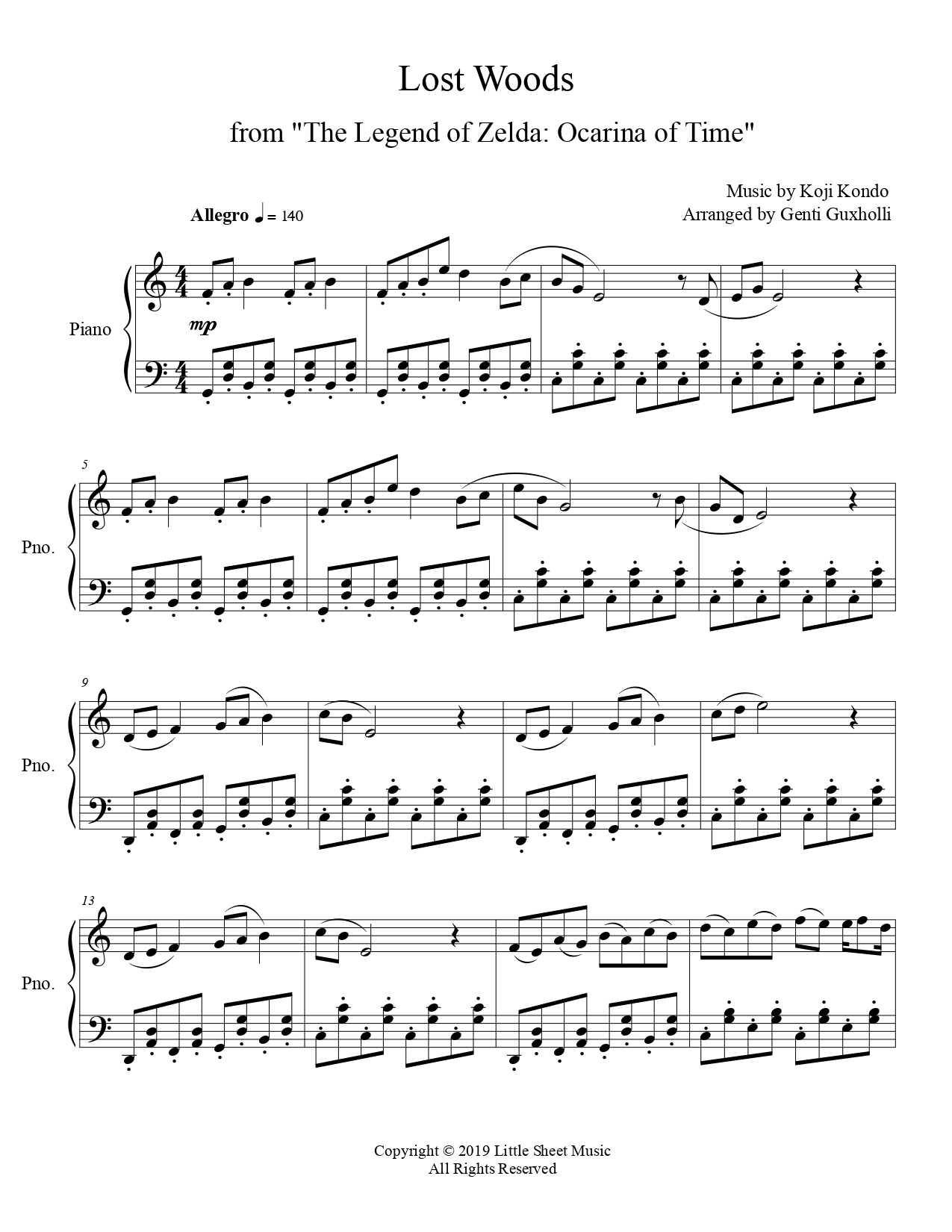 Lost Woods The Legend Of Zelda Ocarina Of Time Piano Solo Littlesheetmusic
