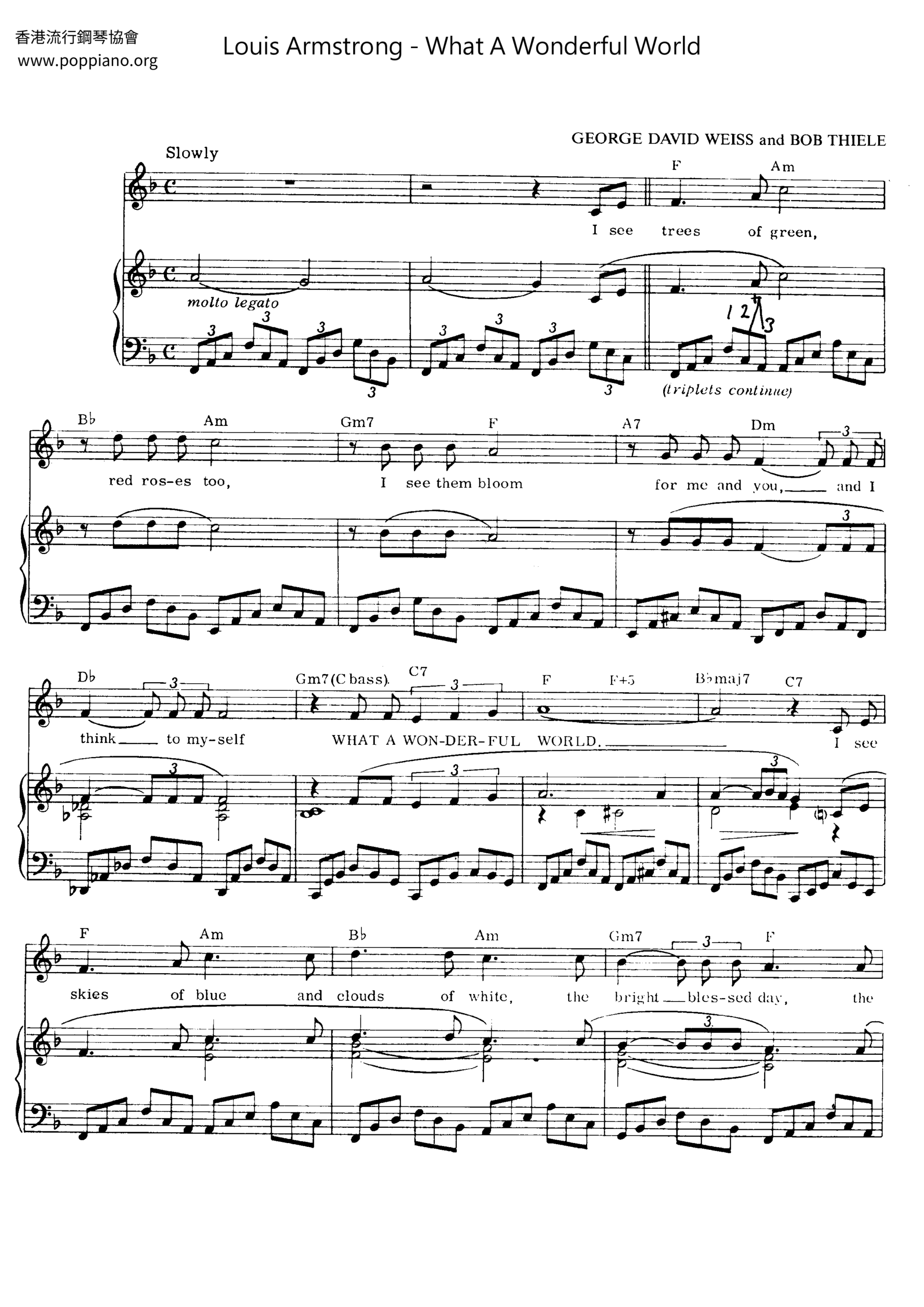 Louis Armstrong What A Wonderful World Sheet Music Pdf Free Score Download Louis Armstrong What A Wonderful World Sheet Music Pdf Free Score Download