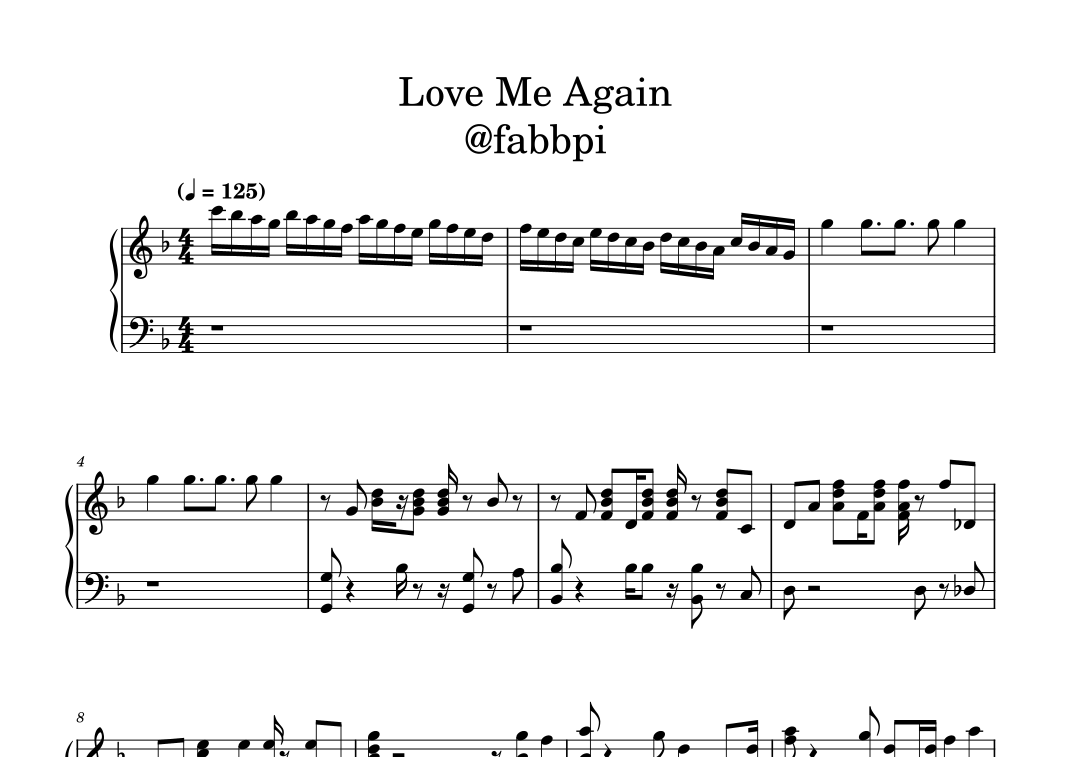 Love Me Again arr Fabbpi By John Newman Sheet Music For Piano Solo At Sheet Music Direct