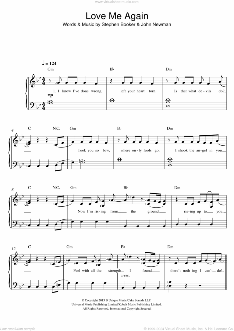 Love Me Again Sheet Music For Voice And Piano PDF interactive 