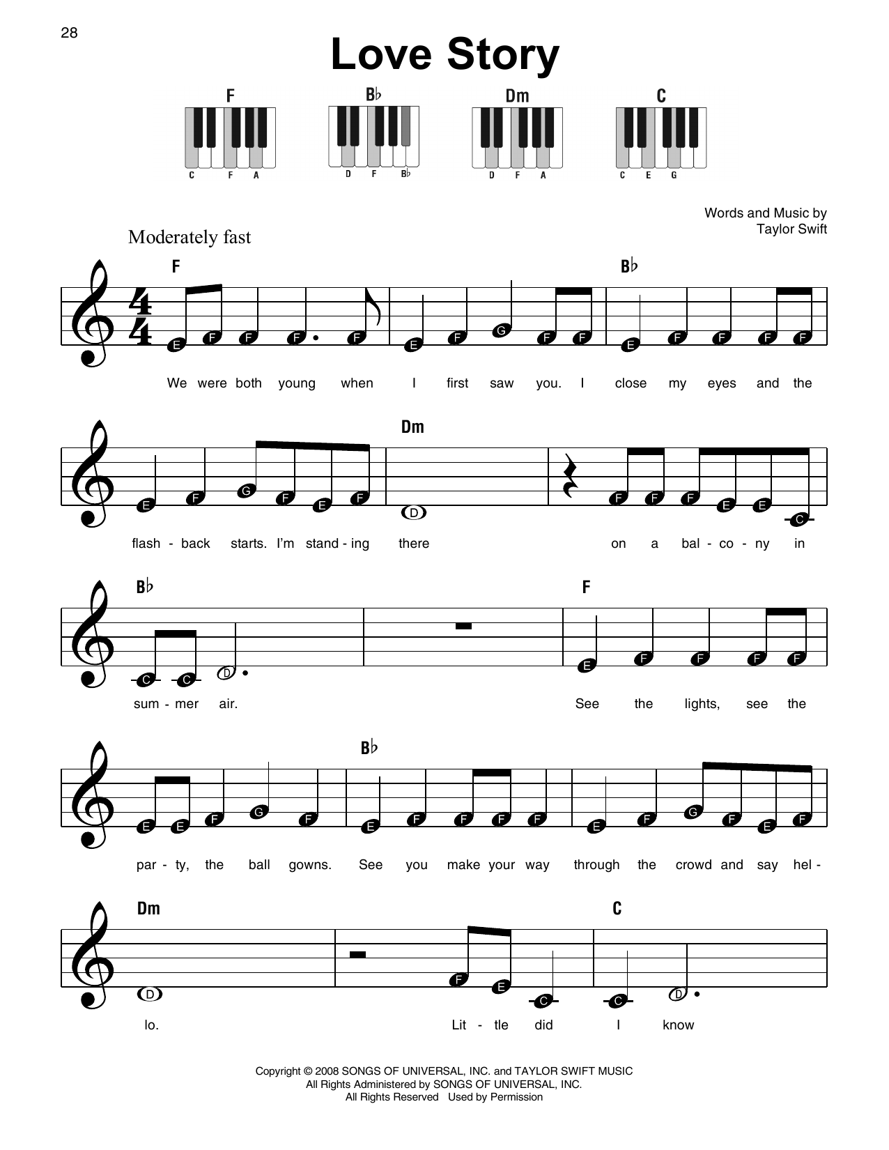 Love Story By Taylor Swift Sheet Music For Super Easy Piano At Sheet Music Direct Love Story By Taylor Swift Sheet Music For Super Easy Piano At Sheet Music Direct