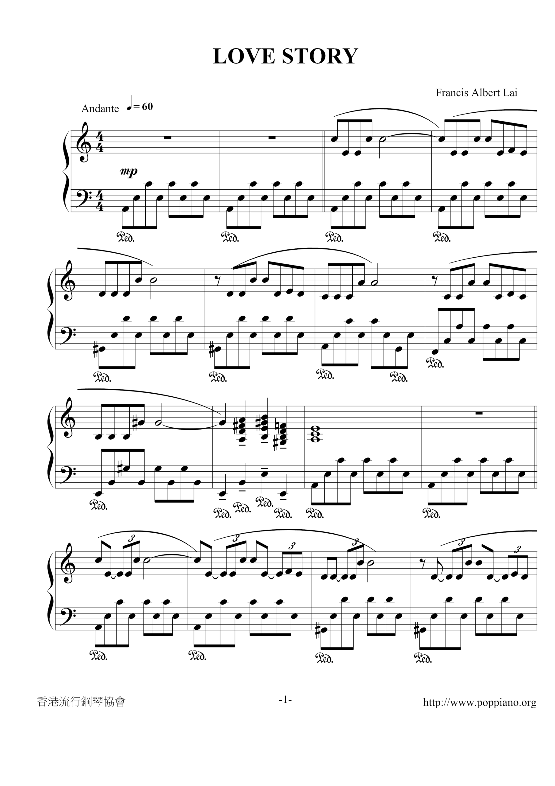 Love Story Sheet Music Piano Score Free PDF Download HK Pop Piano Academy