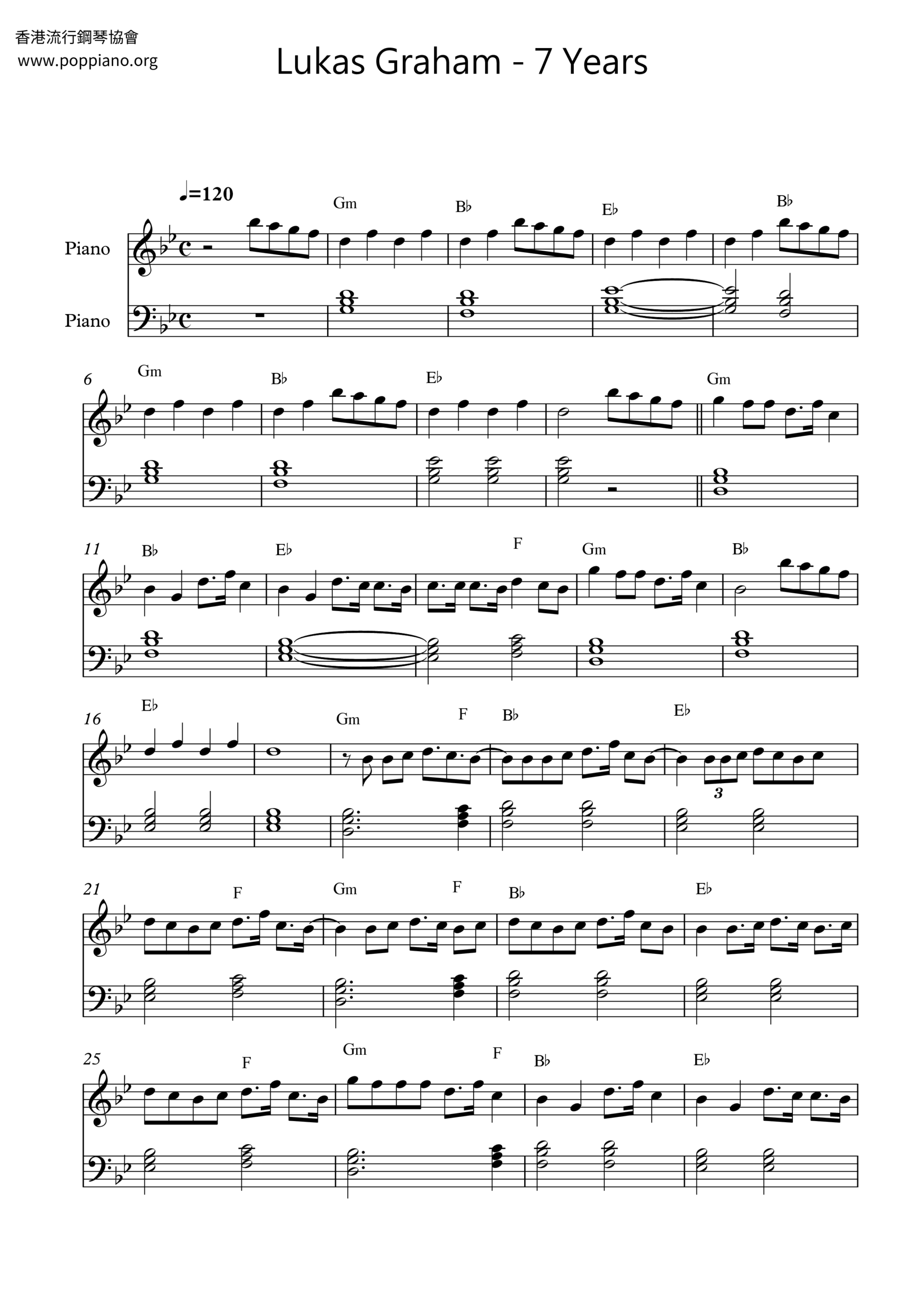  Lukas Graham 7 Years Sheet Music Pdf Free Score Download 