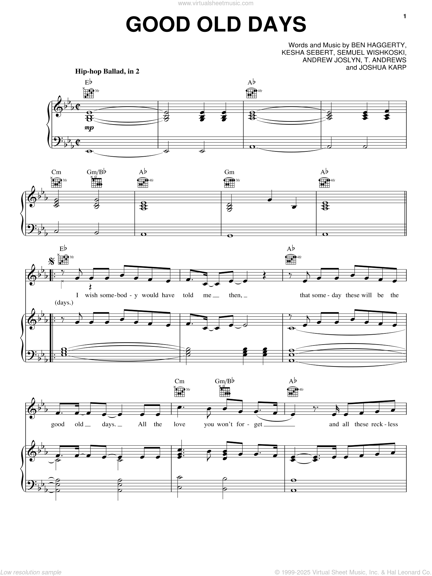 Macklemore Feat Kesha Good Old Days Sheet Music For Voice Piano Or Guitar Macklemore Feat Kesha Good Old Days Sheet Music For Voice Piano Or Guitar