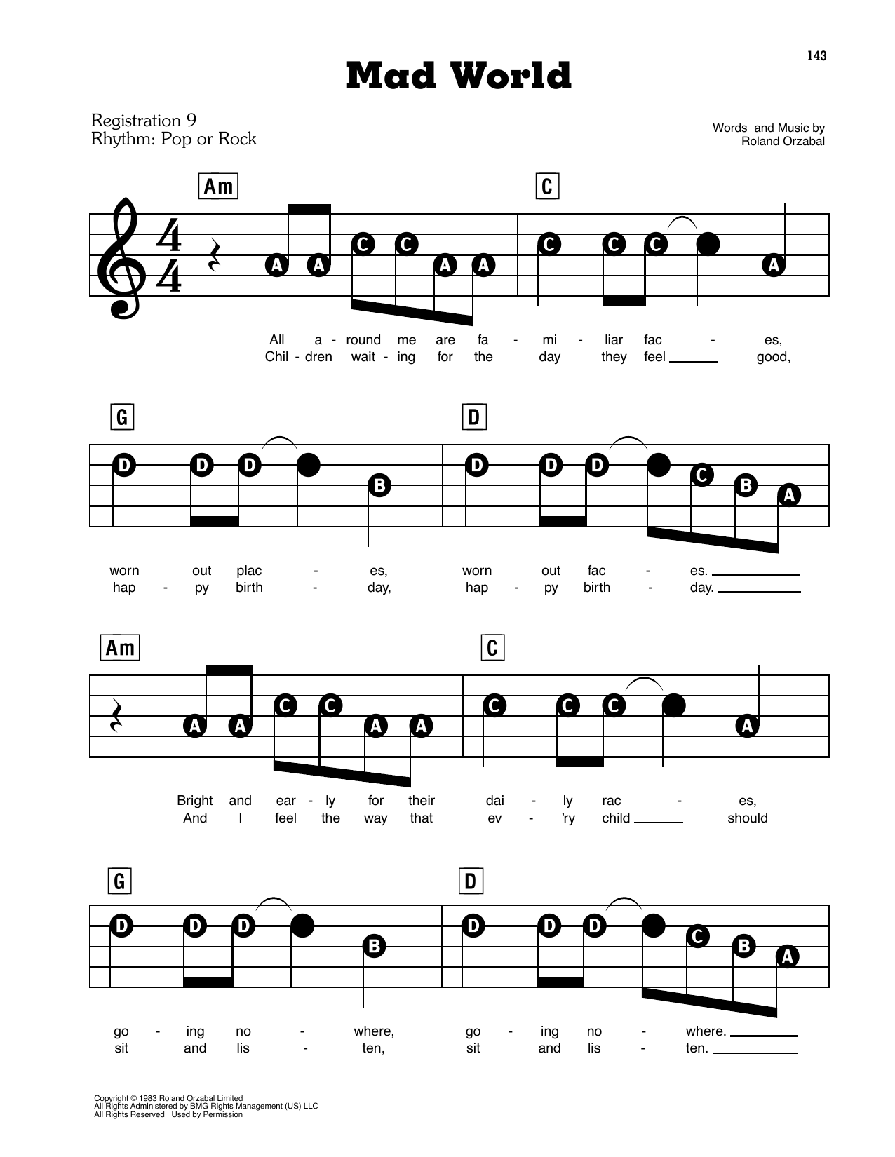 Mad World By Tears For Fears Sheet Music For E Z Play Today At Sheet Music Direct Mad World By Tears For Fears Sheet Music For E Z Play Today At Sheet Music Direct