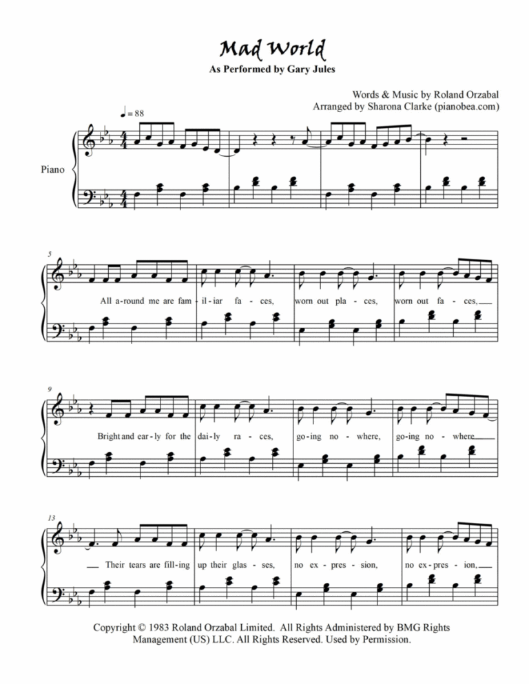 Mad World Piano Solo Digital Sheet Music Sheet Music Plus