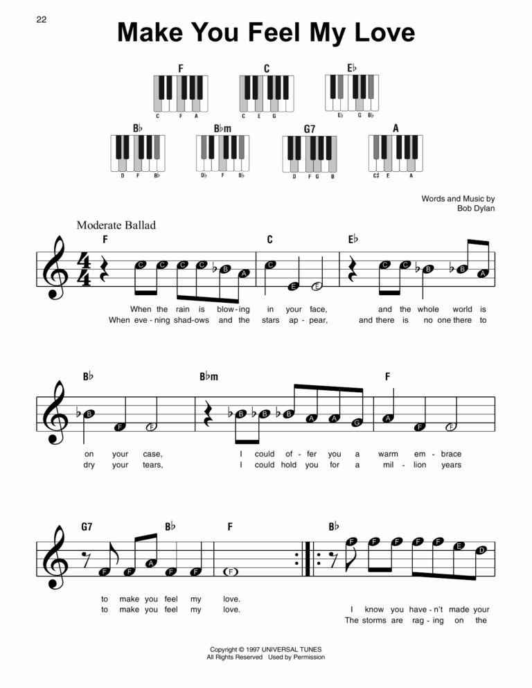 Make You Feel My Love By Adele Sheet Music For Super Easy Piano At Sheet Music Direct