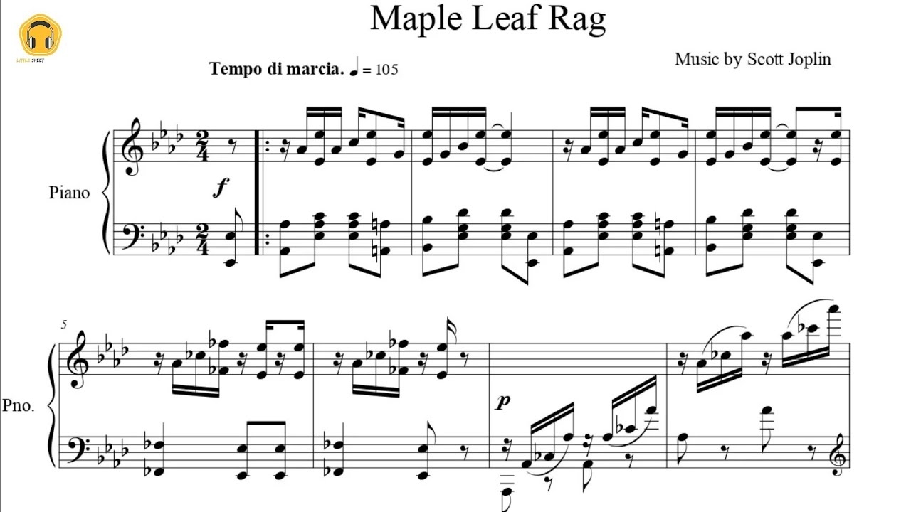 Maple Leaf Rag By Scott Joplin Piano Solo Sheets YouTube