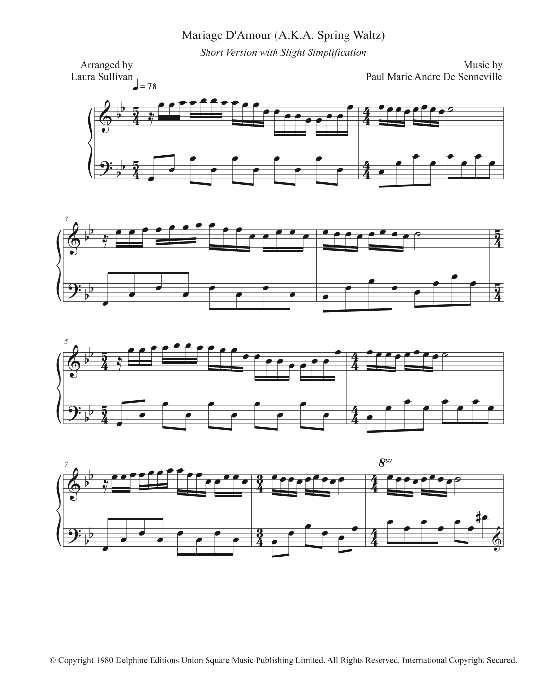 Mariage D amour arr Laura Sullivan By Clayderman Richard Sheet Music For Piano Solo At Sheet Music Direct