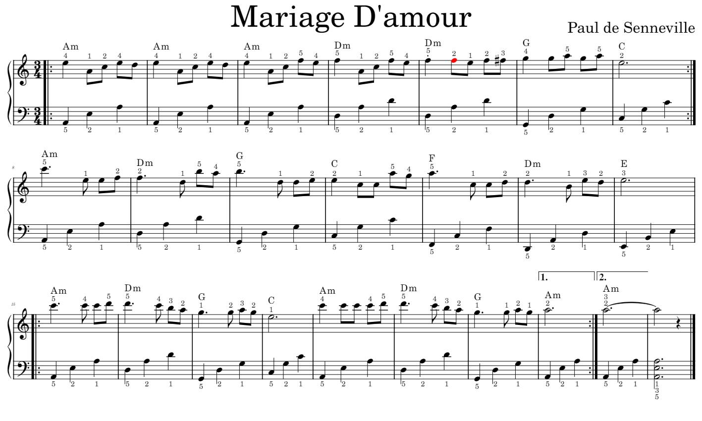 Mariage D amour Solo Piano 