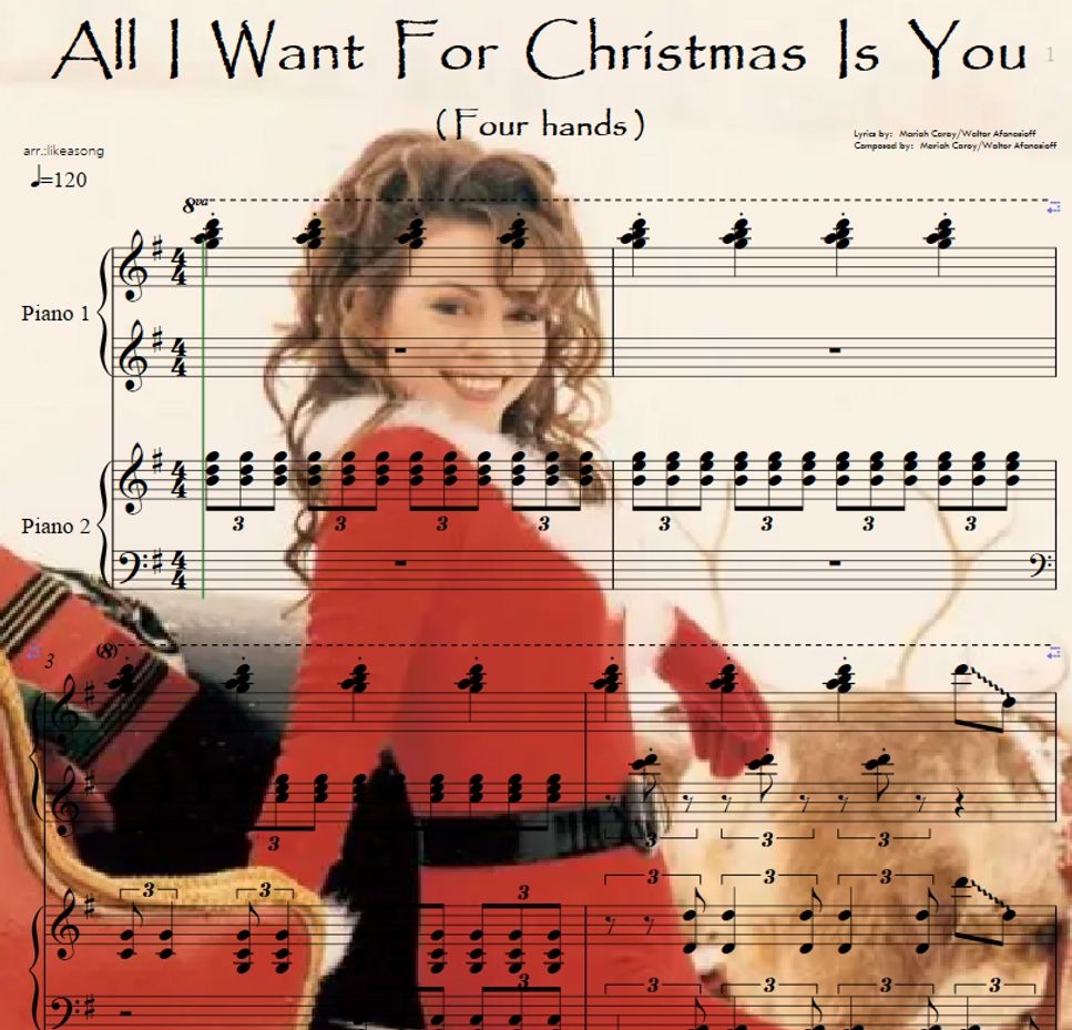 piano sheet music all i want for christmas piano sheet music all i want for christmas