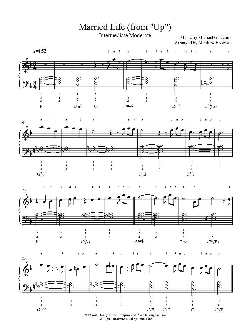 Married Life By Michael Giacchino Sheet Music Lesson Intermediate Level Married Life By Michael Giacchino Sheet Music Lesson Intermediate Level