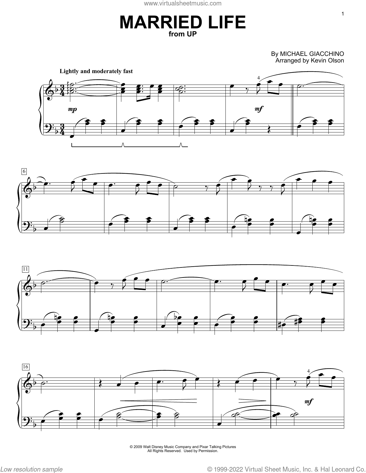 married life up piano sheet music married life up piano sheet music