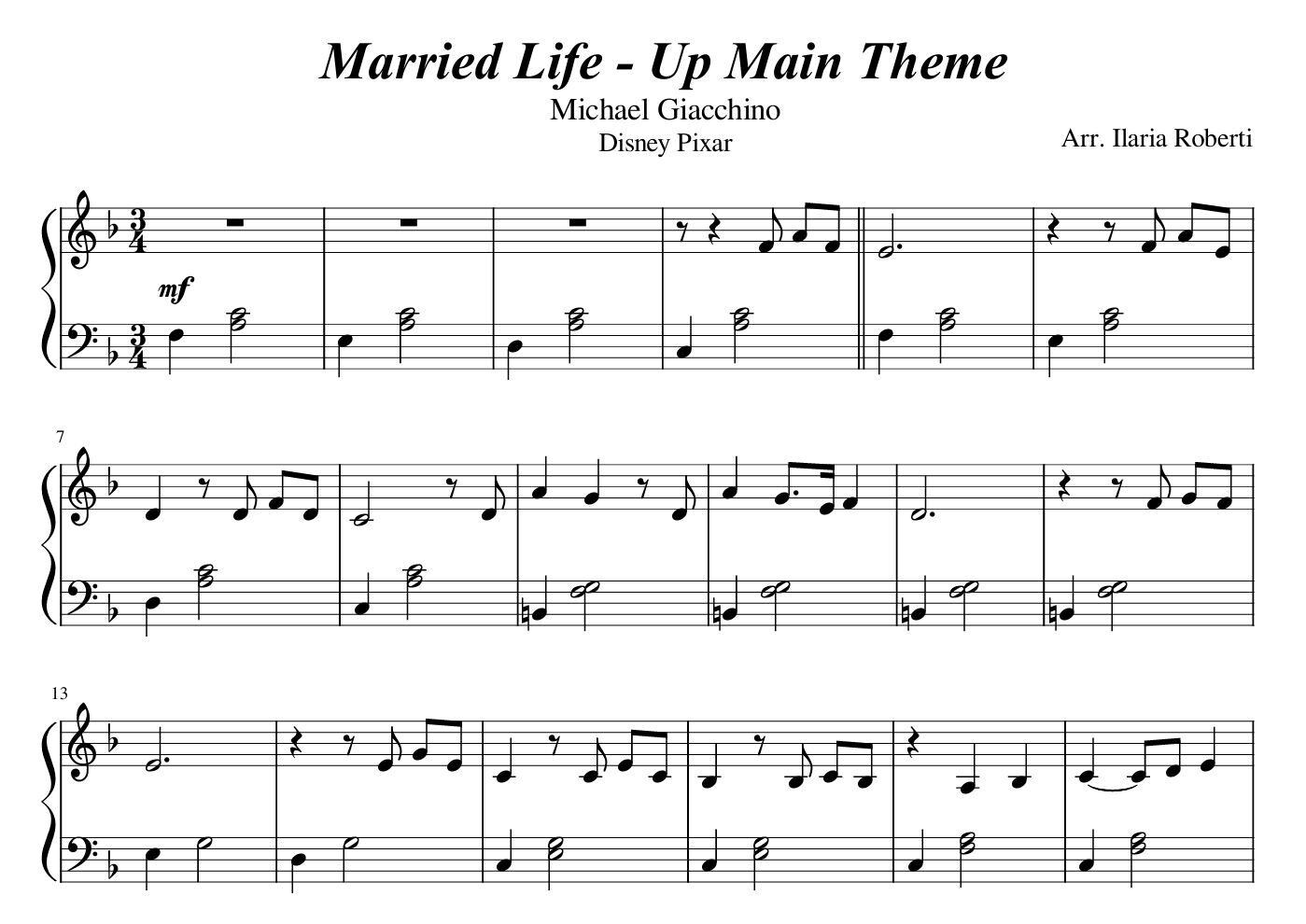 Married Life from Up Easy Piano Sheet Music Digital Downloadable Musical Sheet Beginner Songs PDF MP3 Etsy