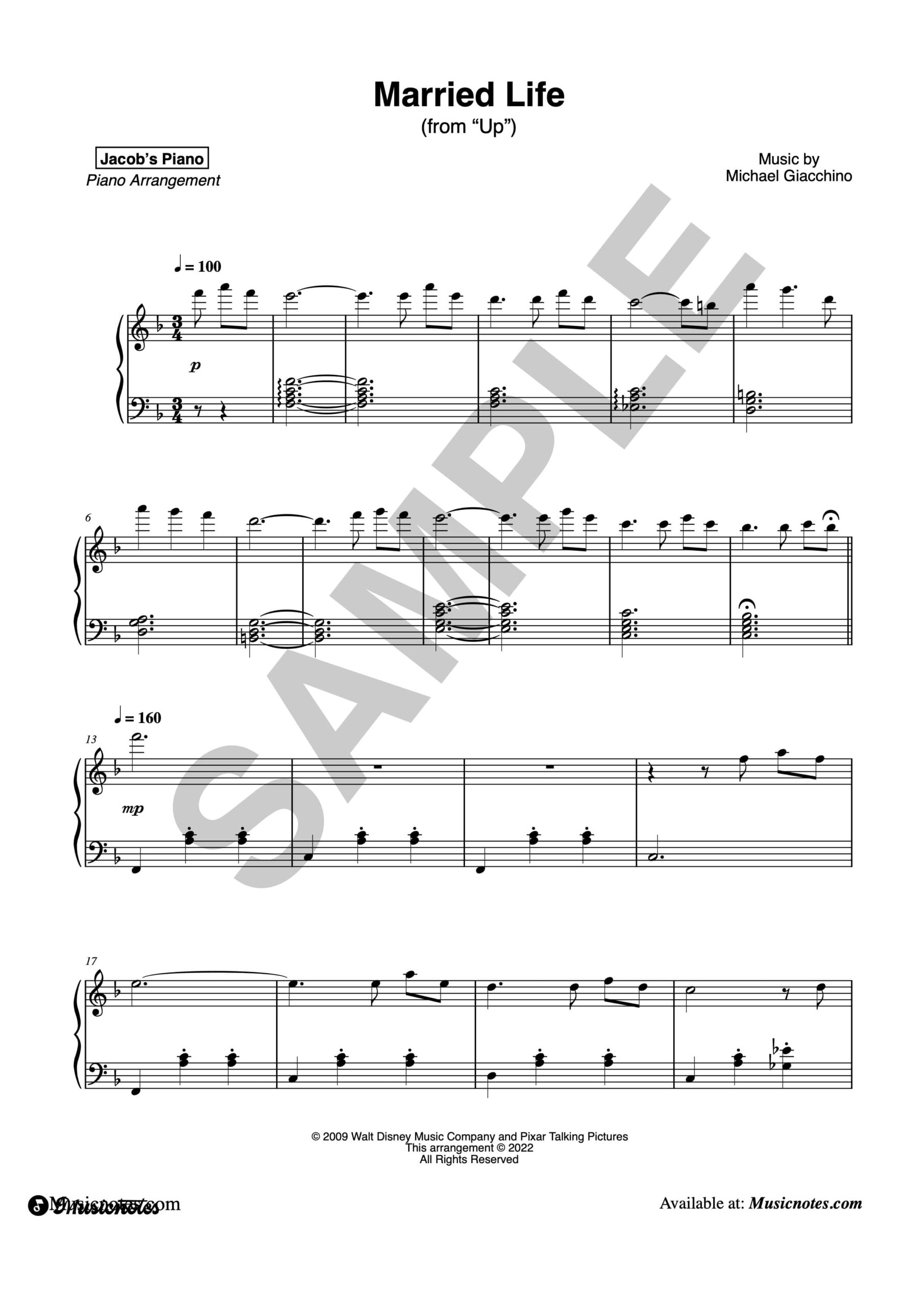 Married Life from Up Sheet Music By Jacob s Piano Married Life from Up Sheet Music By Jacob s Piano