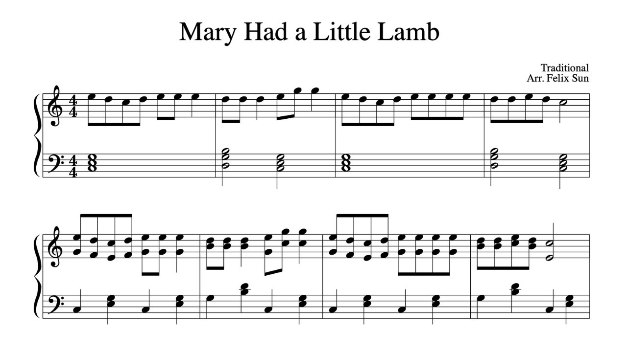 Mary Had A Little Lamb Beautiful Easy Piano Solo Sheet Music YouTube