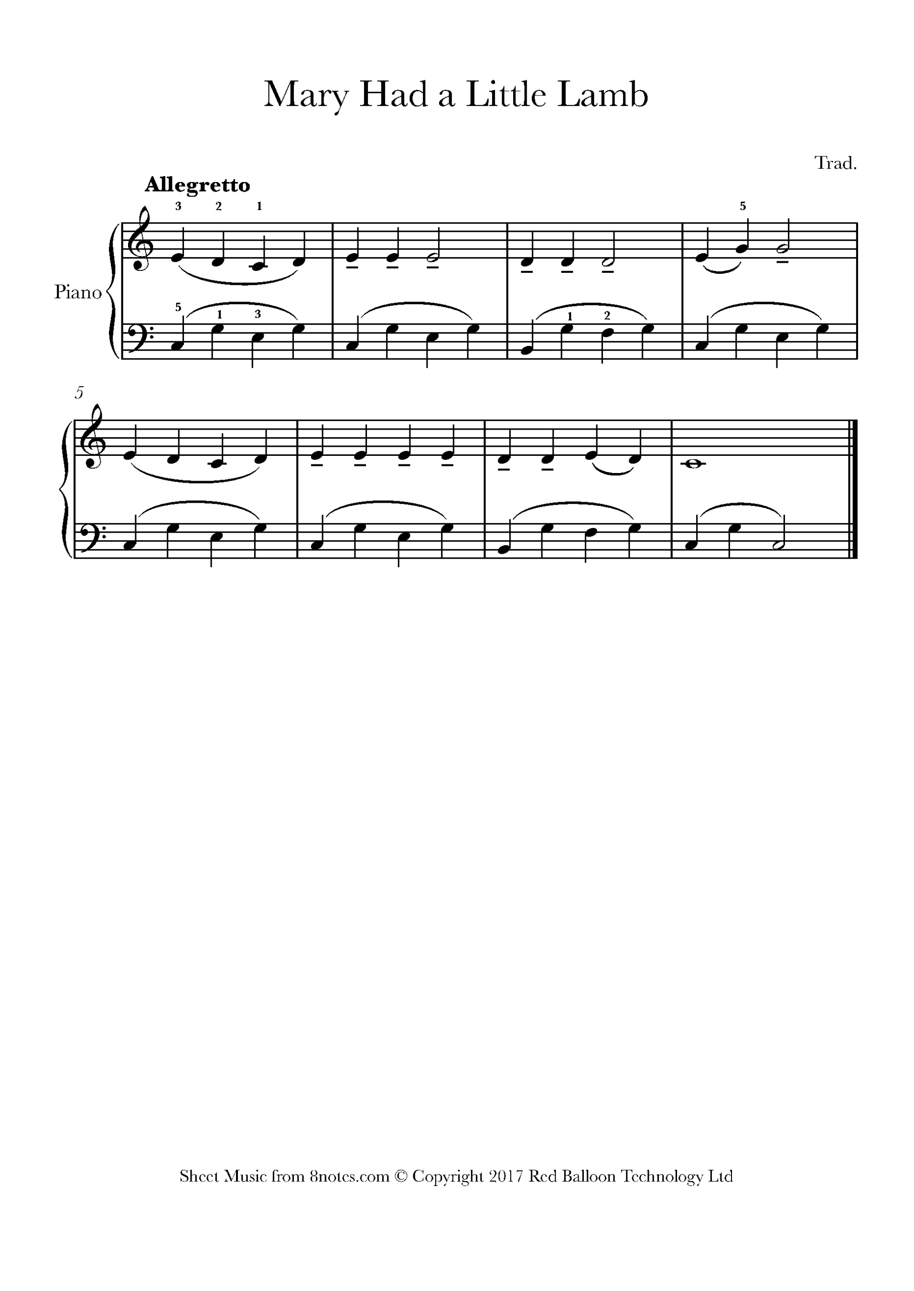 Mary Had A Little Lamb For Piano Free Sheet Music For Piano 8notes Mary Had A Little Lamb For Piano Free Sheet Music For Piano 8notes