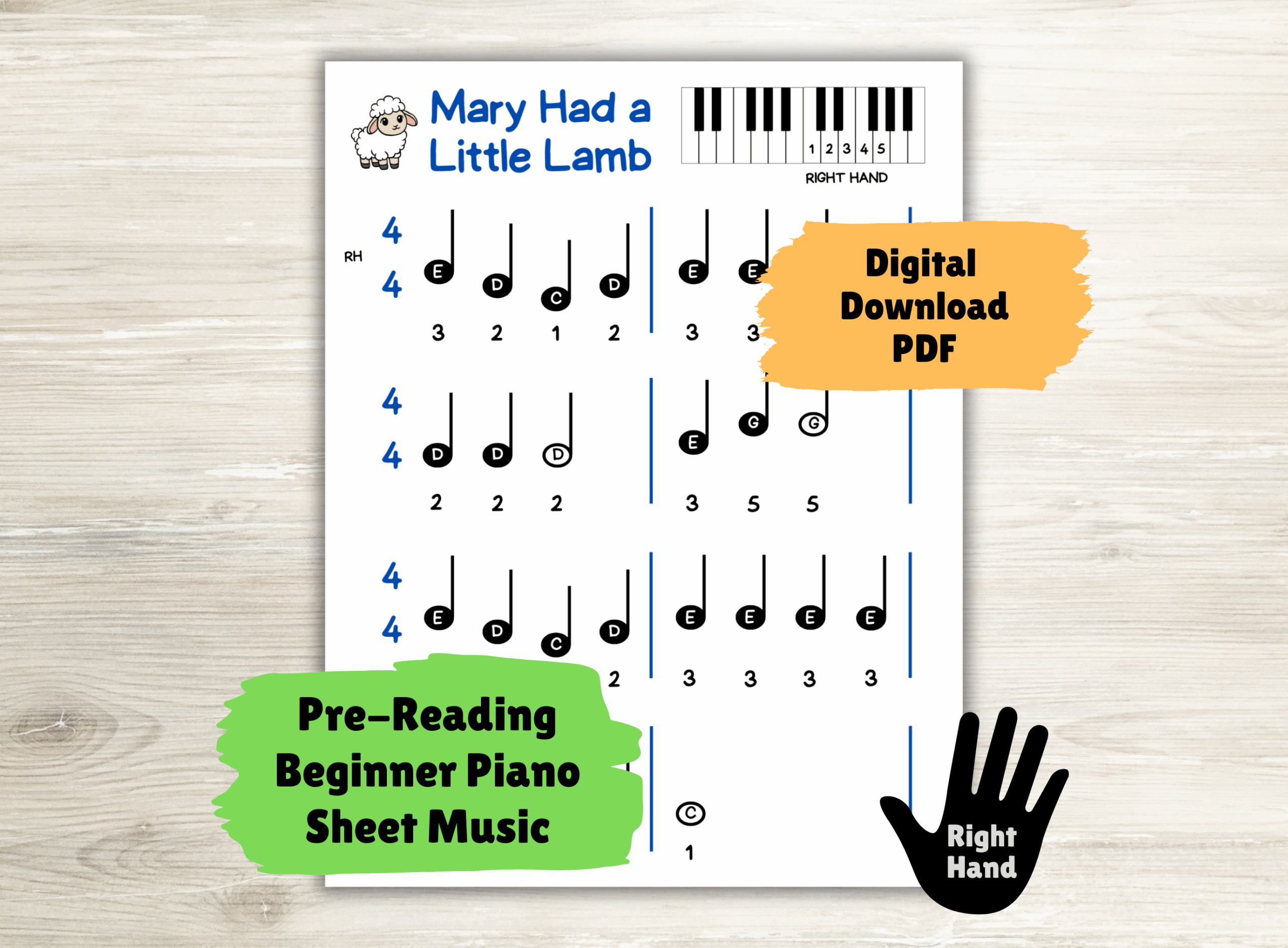 mary had a little lamb sheet music for piano