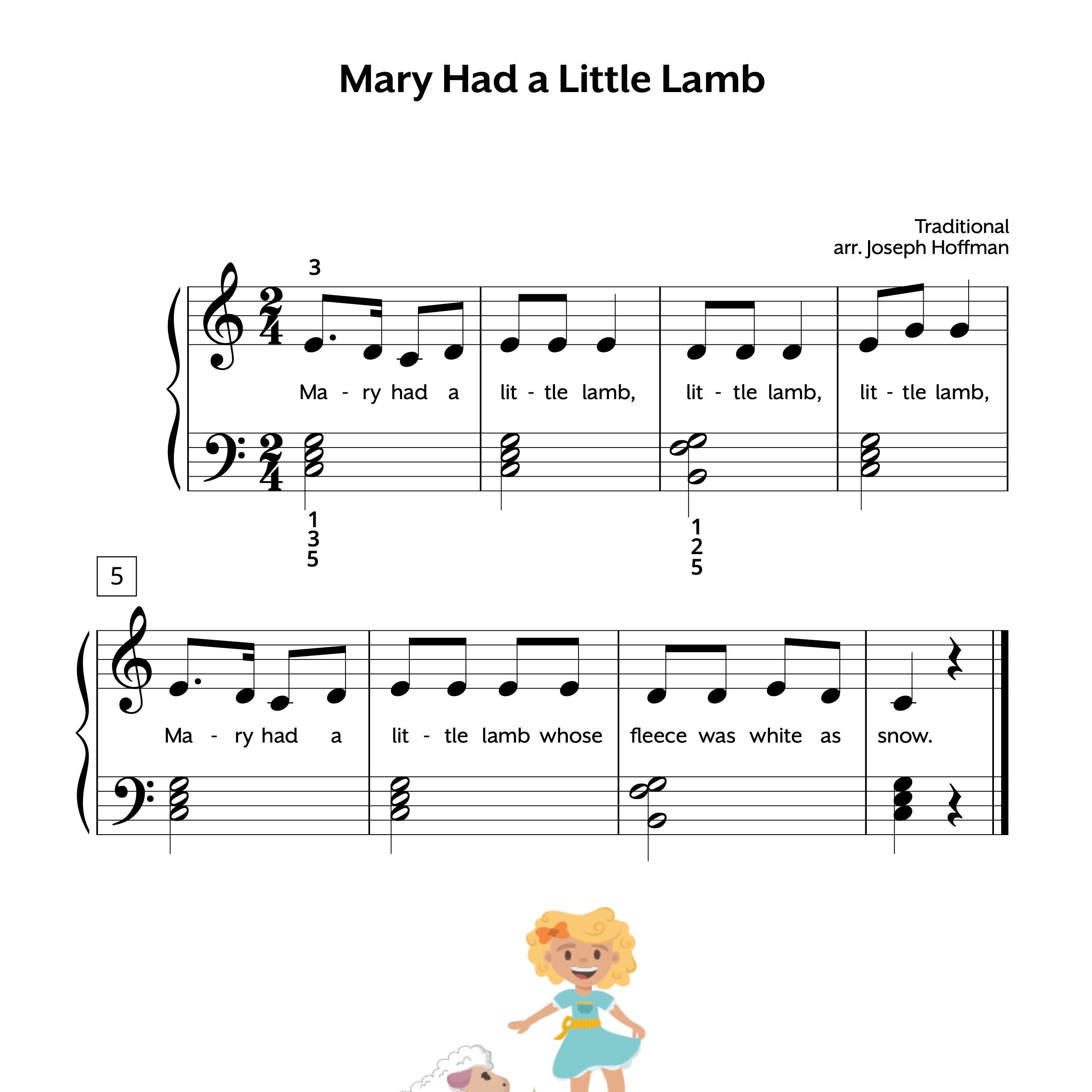 Mary Had A Little Lamb Sheet Music Notes For Piano