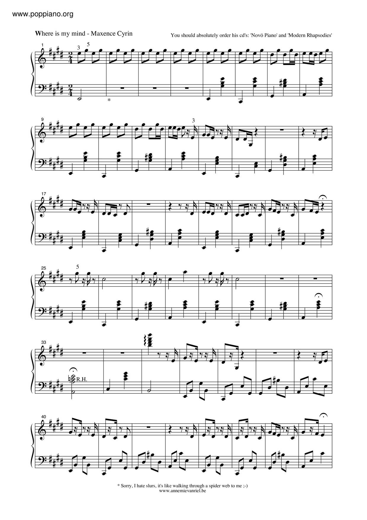  Maxence Cyrin Where Is My Mind Sheet Music Pdf Free Score Download 