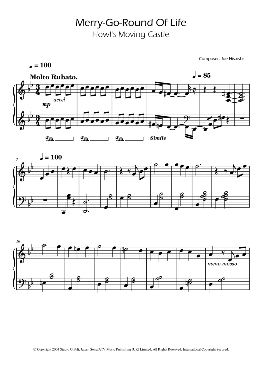 studio ghibli piano sheet music
