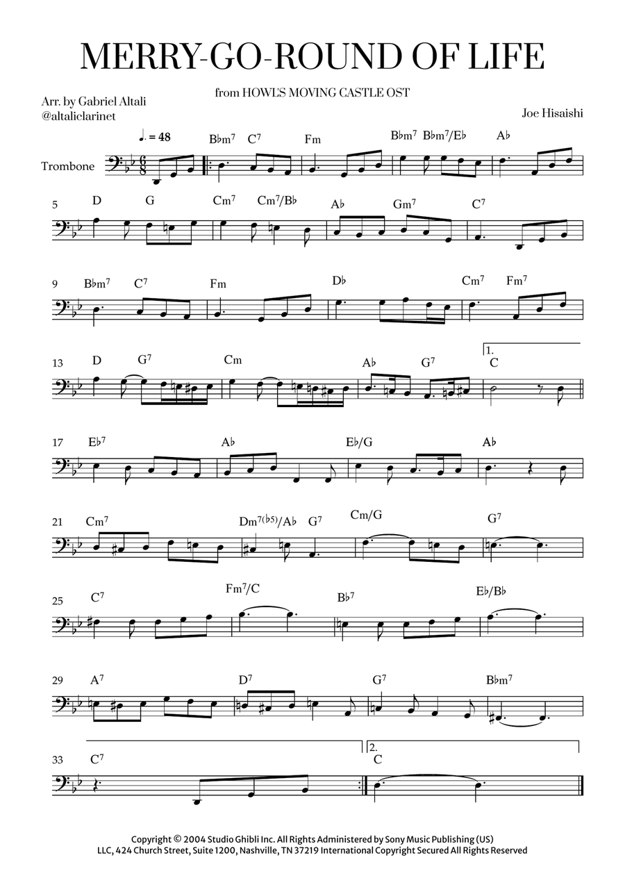 merry go round of life piano sheet music
