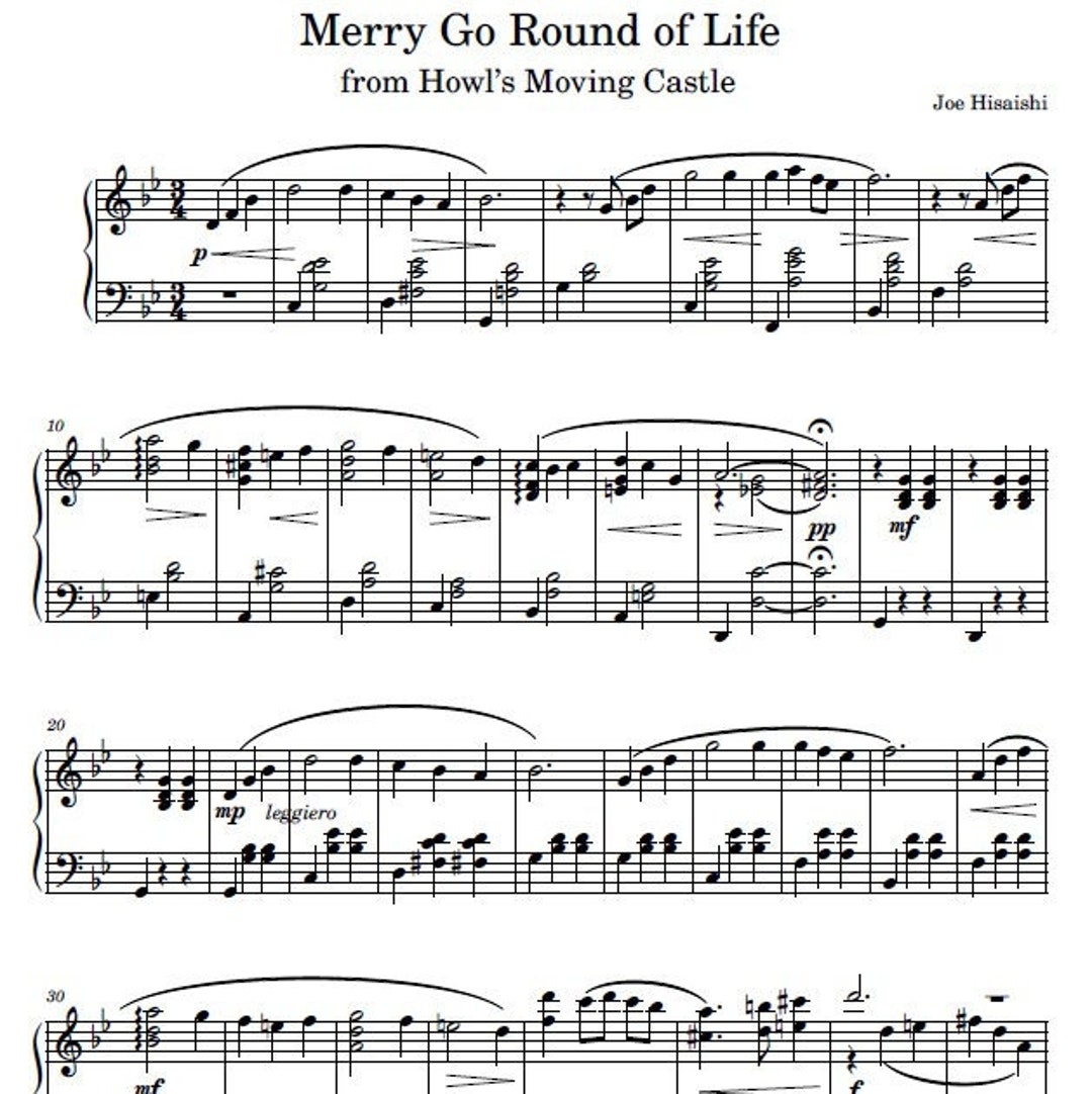 Merry Go Round Of Life From Howl s Moving Castle Joe Hisaishi Digital Download For Piano Sheets Music Piano Etsy Merry Go Round Of Life From Howl s Moving Castle Joe Hisaishi Digital Download For Piano Sheets Music Piano Etsy