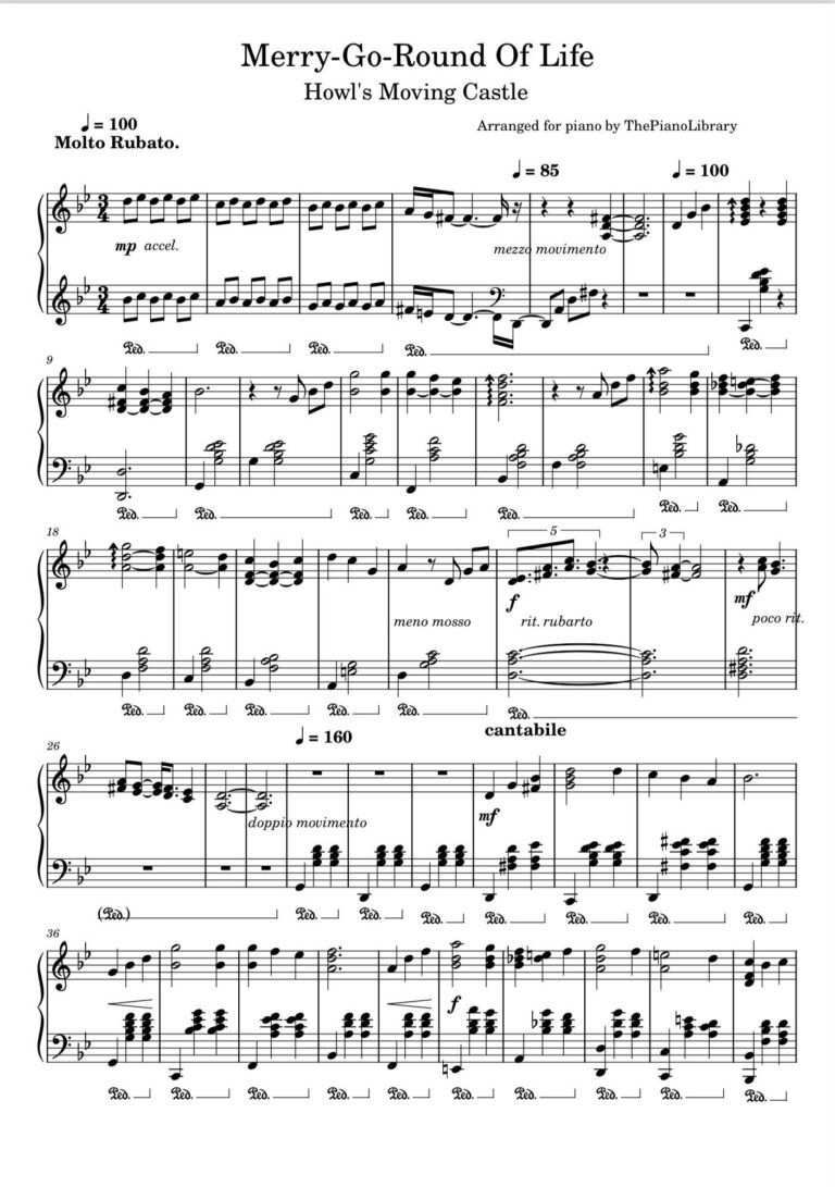 Merry Go Round Of Life Howl s Moving Castle Studio Ghibli piano Sheet Music Etsy