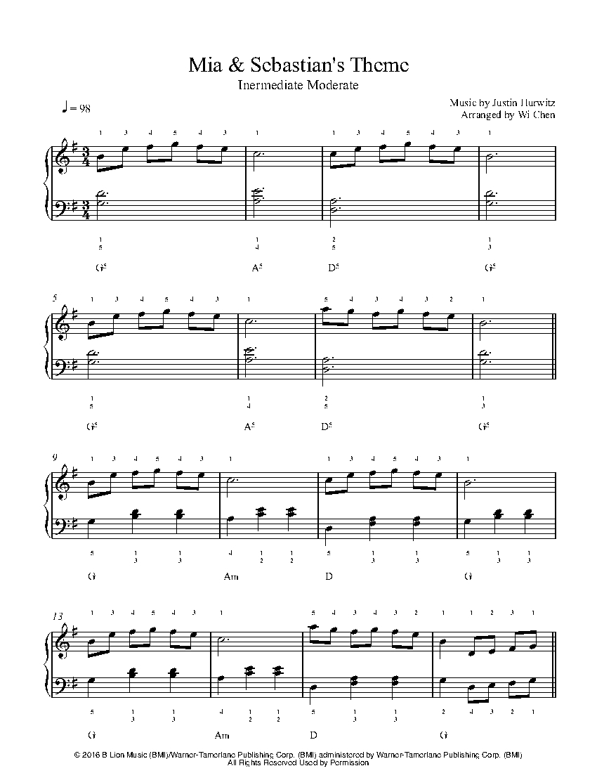 la la land music piano sheet
