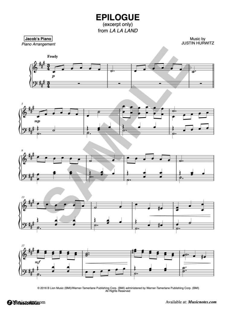 Mia Sebastian s Theme LA LA LAND By Jacob s Piano