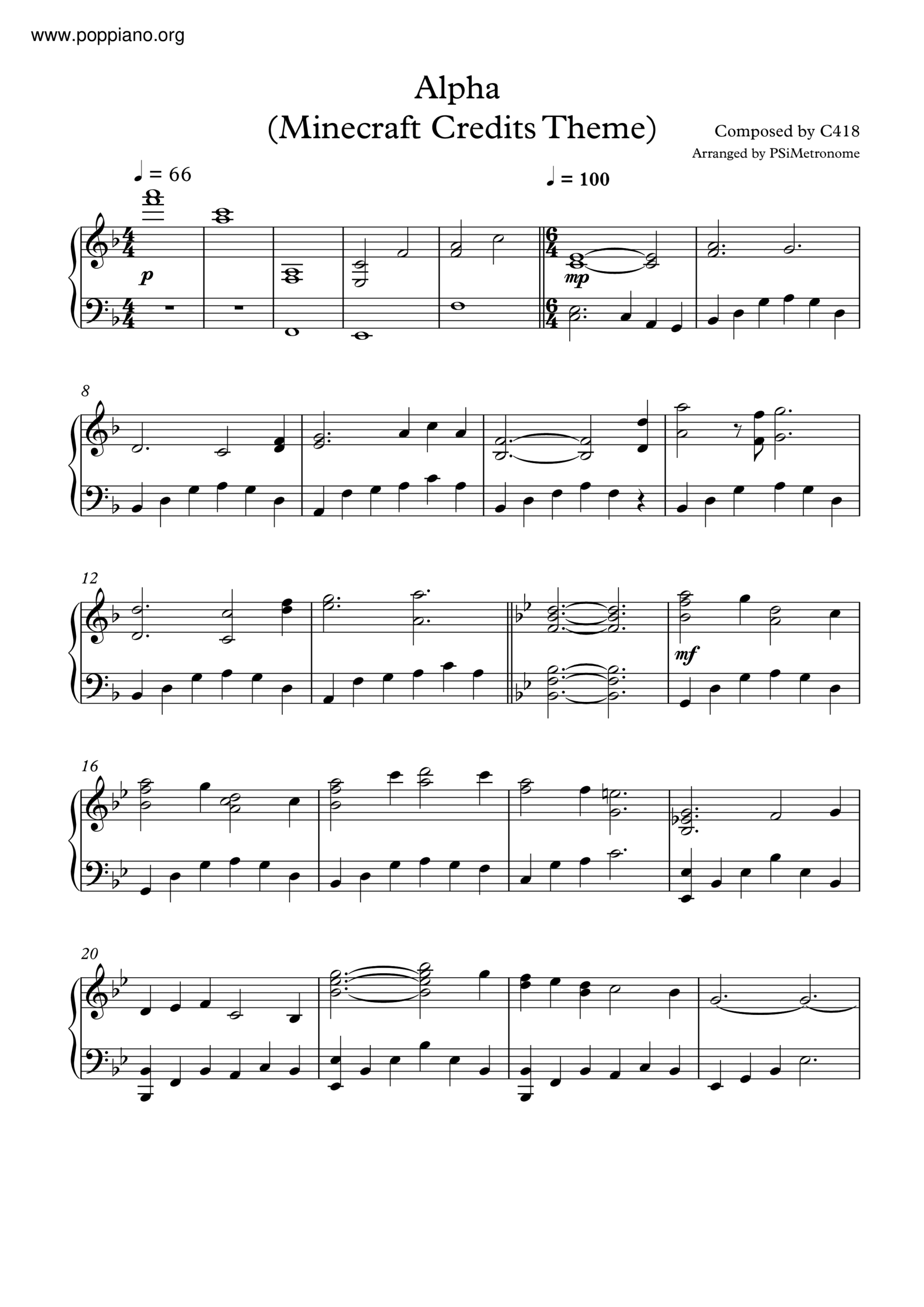 minecraft music piano sheet