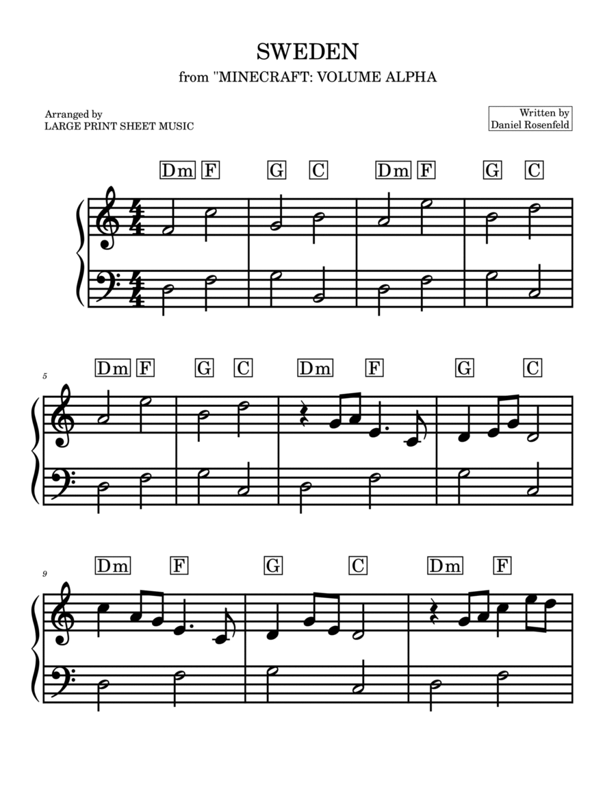 Minecraft By C418 Piano Method Easy Piano Digital Sheet Music Sheet Music Plus
