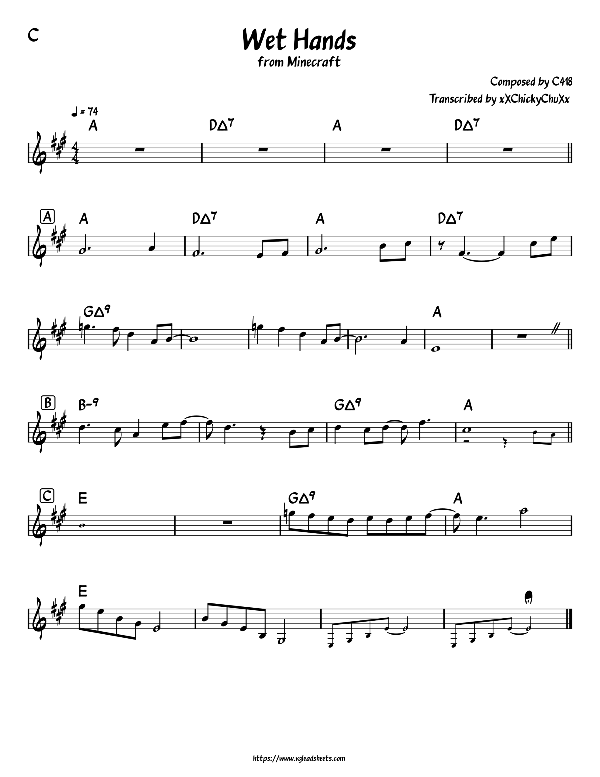 wet hands piano sheet music