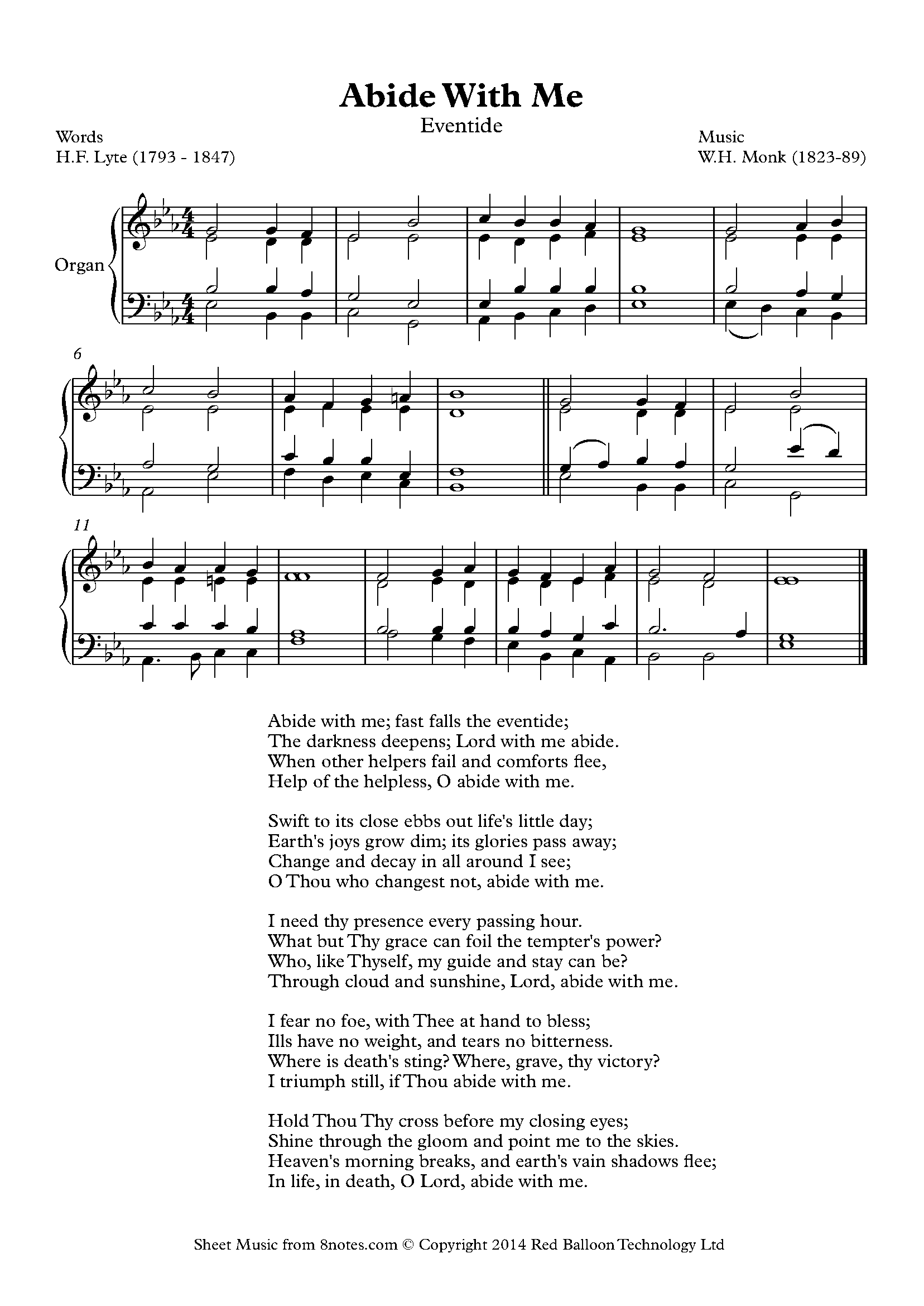 Monk W H Abide With Me Eventide For Piano Free Sheet Music For Piano 8notes Monk W H Abide With Me Eventide For Piano Free Sheet Music For Piano 8notes