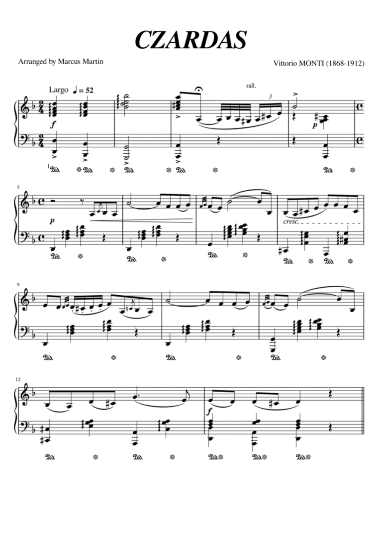 Monti s Czardas For Piano Solo By Vittorio Monti Piano Solo Digital Sheet Music Sheet Music Plus