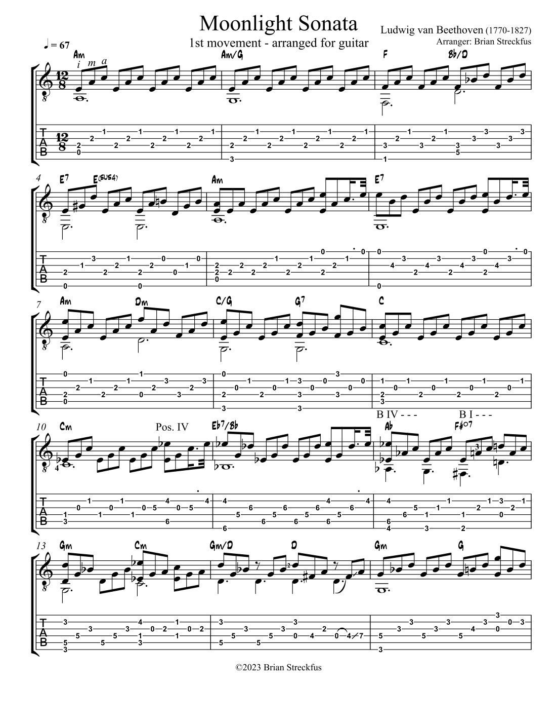 Moonlight Sonata 1st Movement Piano Sonata No 14 Arranged For Guitar arr Brian Streckfus By Ludwig Van Beethoven Sheet Music For Guitar Tab At Sheet Music Direct Moonlight Sonata 1st Movement Piano Sonata No 14 Arranged For Guitar arr Brian Streckfus By Ludwig Van Beethoven Sheet Music For Guitar Tab At Sheet Music Direct