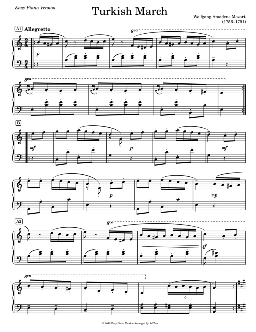 Mozart s Turkish March Easy Piano Version By Wolfgang Amadeus Mozart Piano Method Easy Piano Digital Sheet Music Sheet Music Plus